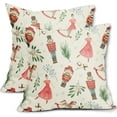 thumbnail image 1 of Christmas Nutcracker Pink Pillow Covers 18x18 Inch Set of 2, Winter Holiday Rustic Decorative Throw Pillow Cases Outdoor Vintage Farmhouse Cushion Covers Xmas Decoration Gift Sofa Couch Bed Decor, 1 of 6