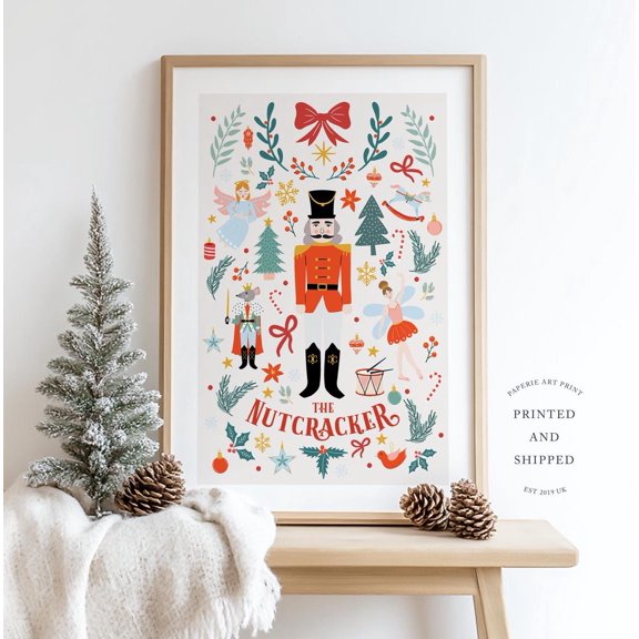 Christmas Nutcracker Print, Nutcracker Ballet Christmas Print, Holiday Wall Art, Family Christmas Print, Christmas Print, Holiday Decor #657, Unframed Poster Size 16x24