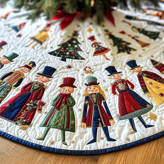 Christmas Nutcracker Quilted Tree Skirt, Christmas Tree Skirt, Holiday Tree Skirt, Christmas Tree Collar Cover, Christmas Gift BTO0149