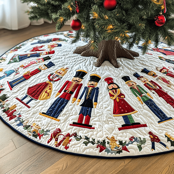 Christmas Nutcracker Quilted Tree Skirt, Christmas Tree Skirt, Holiday Tree Skirt, Christmas Tree Collar Cover, Christmas Gift BTO070920260305