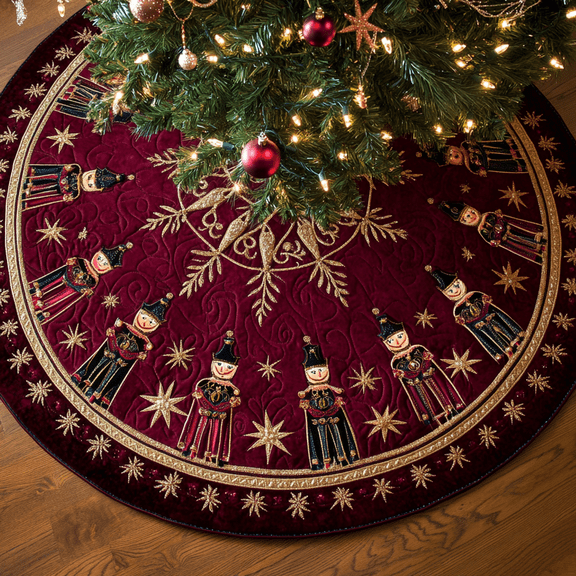 Christmas Nutcracker Quilted Tree Skirt, Christmas Tree Skirt, Holiday Tree Skirt, Christmas Tree Collar Cover, Christmas Gift BTO070920260558