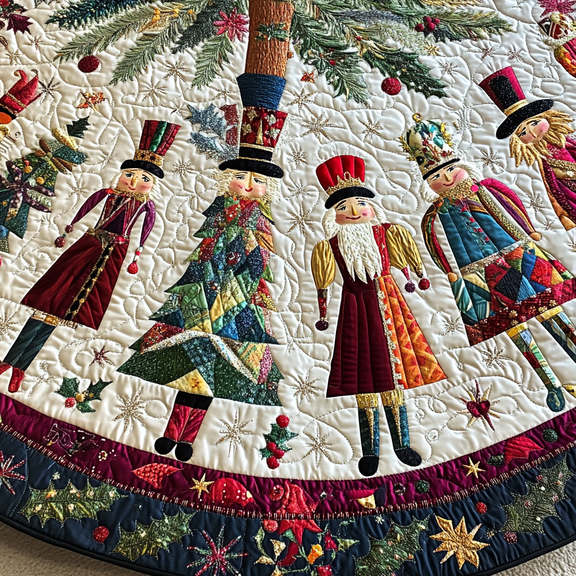 Christmas Nutcracker Quilted Tree Skirt, Christmas Tree Skirt, Holiday Tree Skirt, Christmas Tree Collar Cover, Christmas Gift BTO070920261117