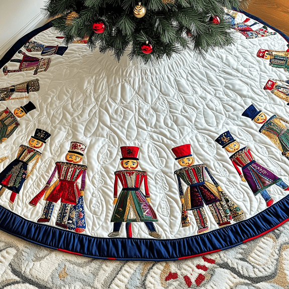 Christmas Nutcracker Quilted Tree Skirt, Christmas Tree Skirt, Holiday Tree Skirt, Christmas Tree Collar Cover, Christmas Gift BTO0740