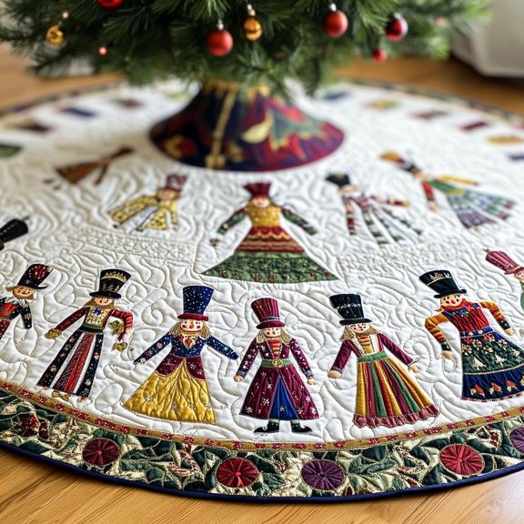 Christmas Nutcracker Quilted Tree Skirt, Christmas Tree Skirt, Holiday Tree Skirt, Christmas Tree Collar Cover, Christmas Gift BTO0741