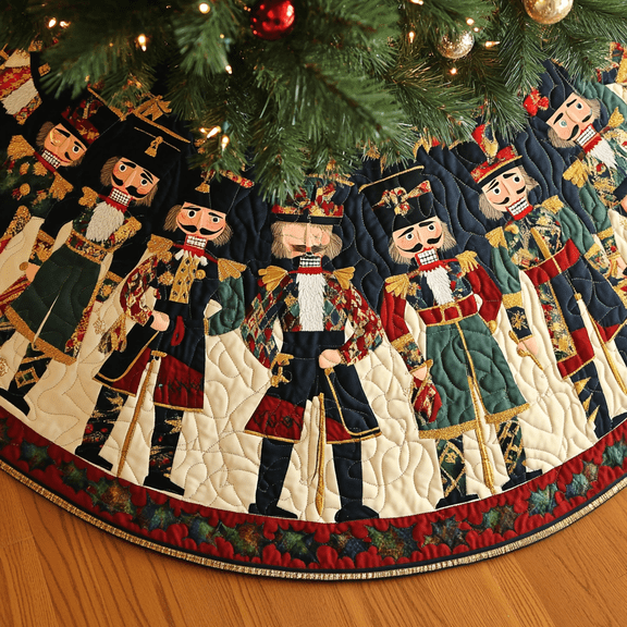Christmas Nutcracker Quilted Tree Skirt, Christmas Tree Skirt, Holiday Tree Skirt, Christmas Tree Collar Cover, Christmas Gift BTO0750