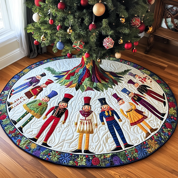 Christmas Nutcracker Quilted Tree Skirt, Christmas Tree Skirt, Holiday Tree Skirt, Christmas Tree Collar Cover, Christmas Gift BTO0967