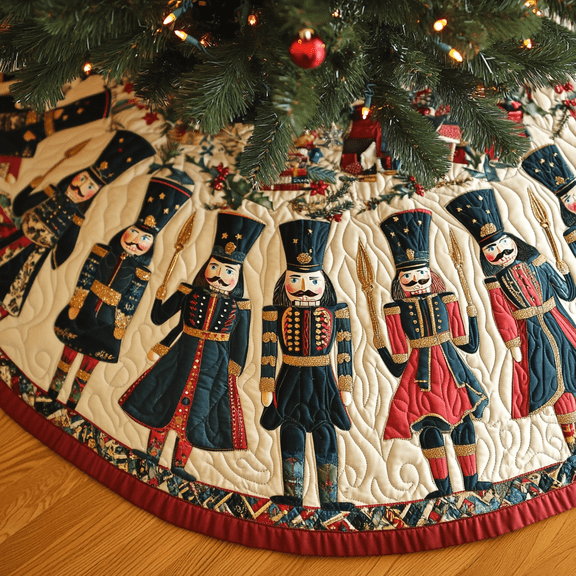 Christmas Nutcracker Quilted Tree Skirt, Christmas Tree Skirt, Holiday Tree Skirt, Christmas Tree Collar Cover, Christmas Gift BTO1014
