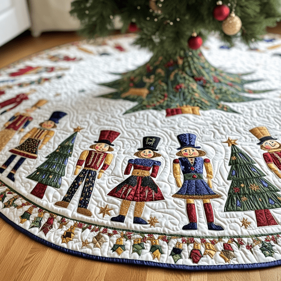 Christmas Nutcracker Quilted Tree Skirt, Christmas Tree Skirt, Holiday Tree Skirt, Christmas Tree Collar Cover, Christmas Gift BTO1070