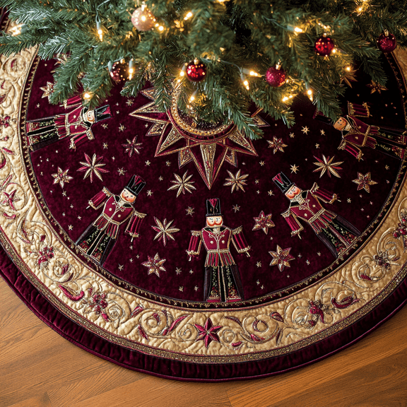 Christmas Nutcracker Quilted Tree Skirt, Christmas Tree Skirt, Holiday Tree Skirt, Christmas Tree Collar Cover, Christmas Gift BTO1097