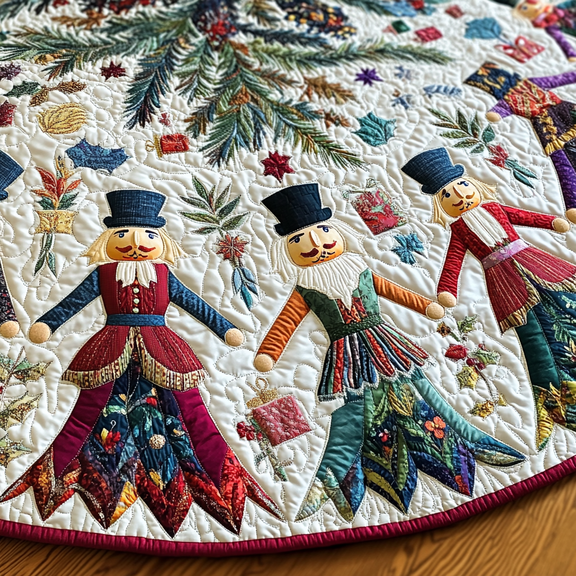 Christmas Nutcracker Quilted Tree Skirt, Christmas Tree Skirt, Holiday Tree Skirt, Christmas Tree Collar Cover, Christmas Gift BTO1103