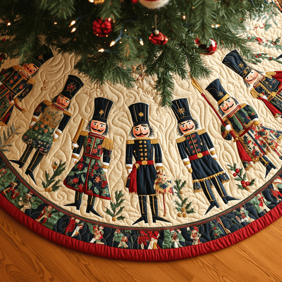 Christmas Nutcracker Quilted Tree Skirt, Christmas Tree Skirt, Holiday Tree Skirt, Christmas Tree Collar Cover, Christmas Gift BTO070920261053