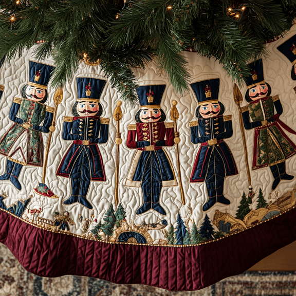 Christmas Nutcracker Quilted Tree Skirt, Christmas Tree Skirt, Holiday Tree Skirt, Christmas Tree Collar Cover, Christmas Gift BTO070920260604