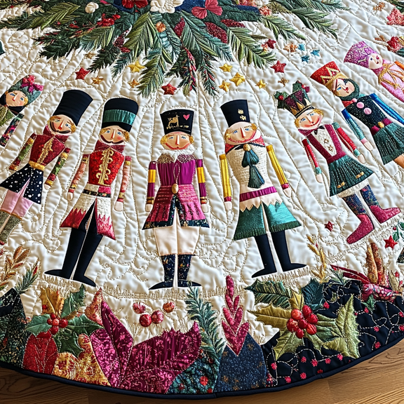 Christmas Nutcracker Quilted Tree Skirt, Christmas Tree Skirt, Holiday Tree Skirt, Christmas Tree Collar Cover, Christmas Gift BTO1126