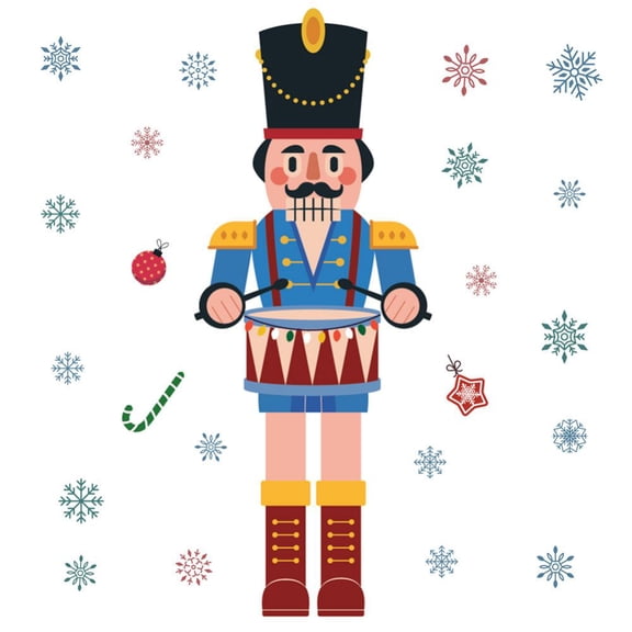Christmas Nutcracker Refrigerator Stickers,Nutcracker Wall Stickers Room Door Christmas Party Holiday Window Showcase Wall Decorations