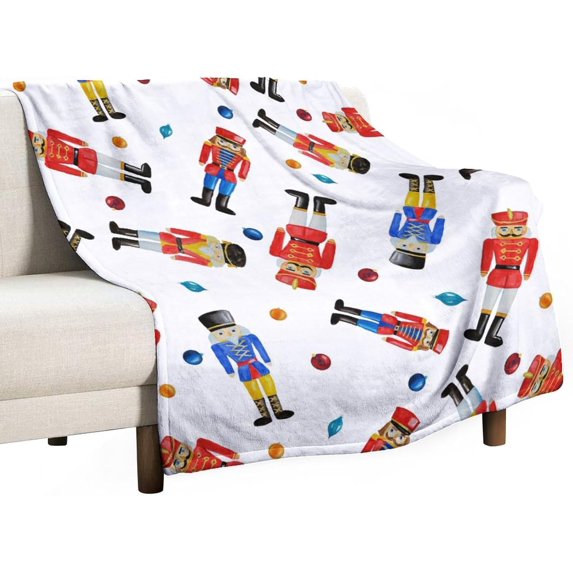 Christmas Nutcracker Snowflake Fleece Blankets Xmas Vintage Soft Flannel Cozy Blanket for Adults,Washable Lightweight Fuzzy Blanket Gift for Girls Boys 50X60in