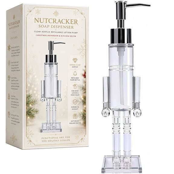 Christmas Nutcracker Soap Dispenser, Refillable Lotion Pump with Bottle, 130ml Nutcracker Soldier Design Bottles for Hand Soap, Dish Soap or Lotion; Festive Bathroom and Kitchen Decor