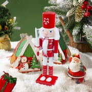 Christmas Nutcracker Soldier 25cm, Wooden Nutcracker Christmas Decoration, Xmas Soldier Model Nutcracker Figure Ornament, Classic Red Wooden Nutcracker for Christmas Desktop Festive Home Decor