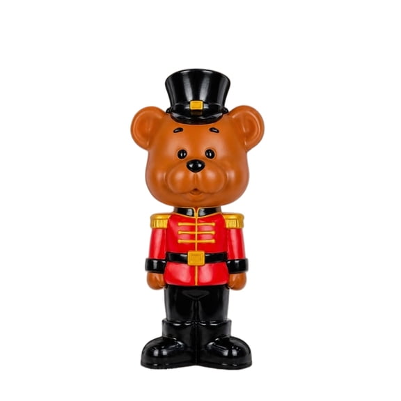 Christmas Nutcracker Teddy Bear Figurine Resin Toy Soldier Statue Red Uniform Mantel Decor