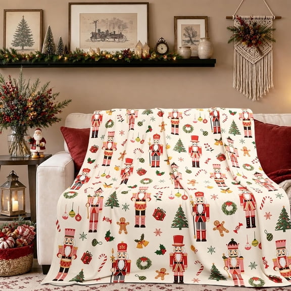 Christmas Nutcracker Throw Blanket for Sofa Bed