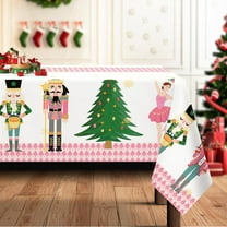 Christmas Nutcracker Tree Tablecloth Waterproof, Red Table Cloth Rectangle Stain Resistant, Washable Table Cover for Home Kitchen Dining Party Decoration (60×120 Inch)
