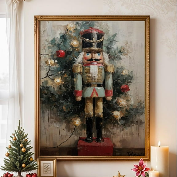 Christmas Nutcracker Wall Art, Vintage Holiday Print, Classic Festive, Cozy Winter Home Decor #28, Unframed Poster Size 12x18