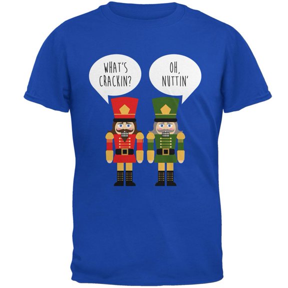 Christmas Nutcracker What's Crackin' Funny Mens Soft T Shirt Royal MD
