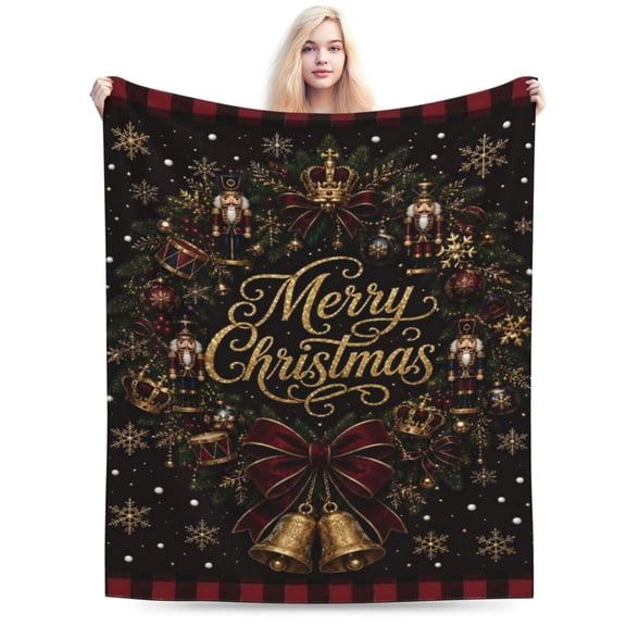 Christmas Nutcracker Wreath Blanket Gift Throw Blanket Cozy Soft Home Decor Holiday Gift for Christmas Lovers 50x40