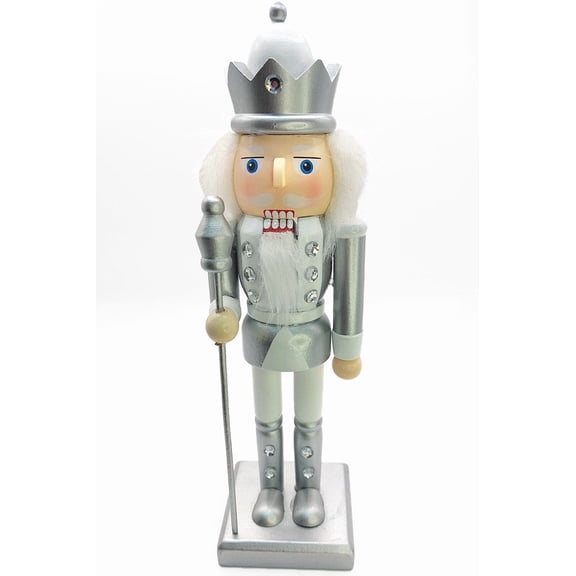 Wizardi Classic Wooden Festive Decoration - Christmas Nutcracker The Staffbearer F07M14-34-N0136B