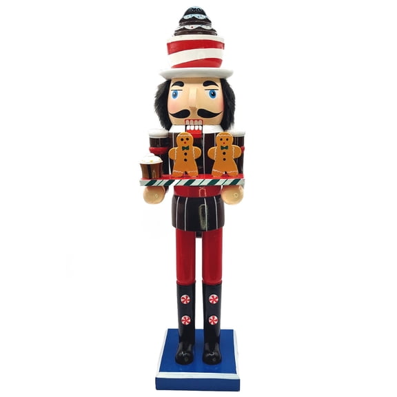 Wizardi Classic Wooden Festive Decoration - Christmas Nutcracker with Cookies F07M14-41-N01058C