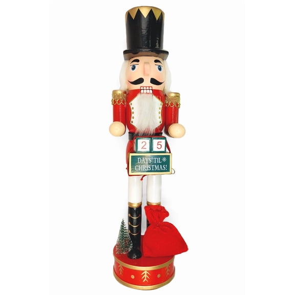 Wizardi Classic Wooden Festive Decoration - Christmas Nutcracker with a Hat F07M14-44-N01830B