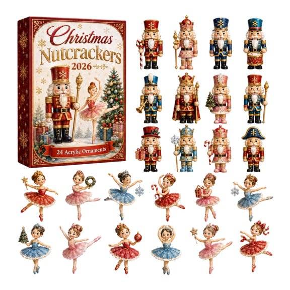 Christmas Nutcrackers Advent Calendar 24 Days Christmas Countdown 2D Acrylic Ornaments Blind Box(26x18cm)