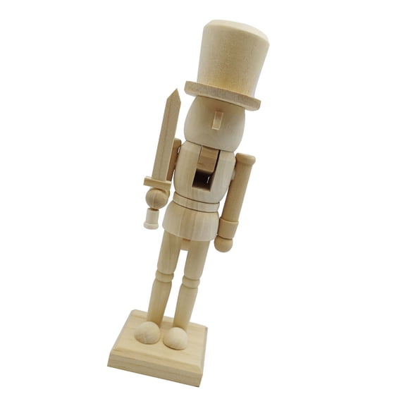 Christmas Nutcrackers King Soldier Unpainted Crafts Puppet Figure Unfinished Nutcrackers Table Decorations Ornament