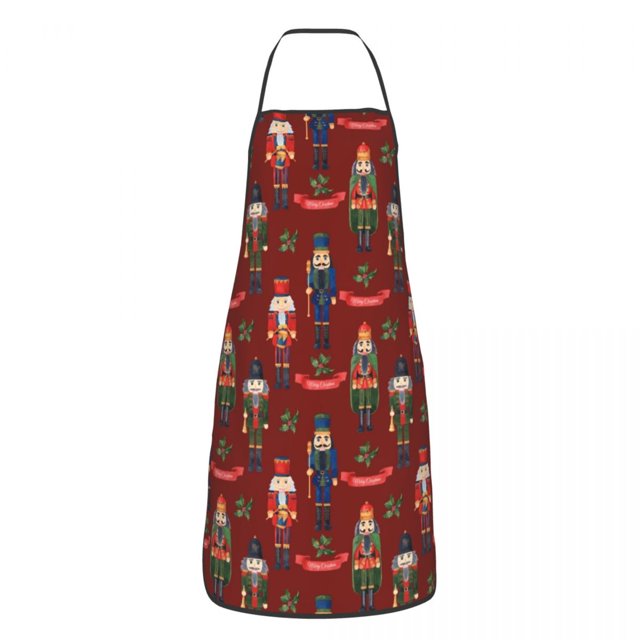 Christmas Nutcrackers Pattern Aprons Women Men Toy Soldier Adult Unisex