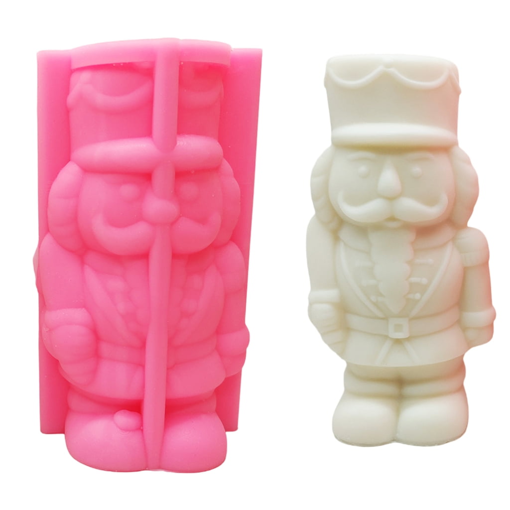 Christmas Nutcrackers Soldier Silicone Mold Compact Nutcrackers Solider Shaped Silicone Mold for Scented Candle Decors
