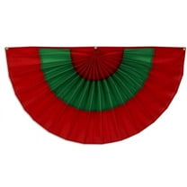 Christmas Nylon Flag Bunting by Old Glory Bunting.  2' x 4' Fully Sewn Red & Green 3 Stripe Xmas Fan Flag Bunting Banner. Pleated Fans Made in The USA! Free Shipping Available!
