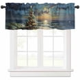 thumbnail image 1 of Christmas Ocean Valances for Windows, Sea Sunset Sky Seaside Light Filtering Window Treatment Valances, Rod Pocket Small Curtains for Kitchen/Bathroom, 42"x12", 1 of 9