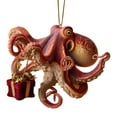 thumbnail image 1 of Christmas Octopus Ornament – Hand-Painted Coastal Holiday Decoration, Unique Deep Sea Christmas Tree Ornament with Metallic Hanging Cord, Resin Nautical Décor Gift for Ocean Lovers, 1 of 5