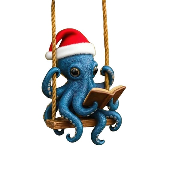 Christmas Octopuses Pendant - 2D Flat Holiday Keychain Ornament for Backpack, Festive Accessory Gift for Friends & Family