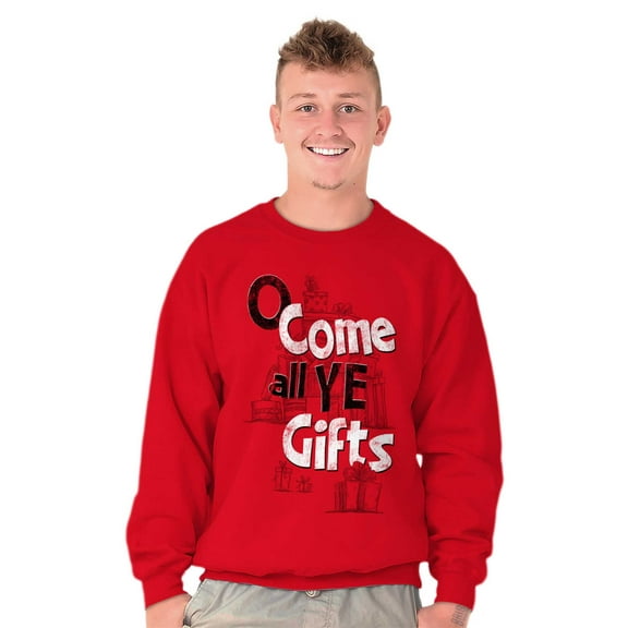 Christmas Oh Come All Ye Presents Unisex Plus Fleece Graphic Sweatshirt Brisco Brands 2X