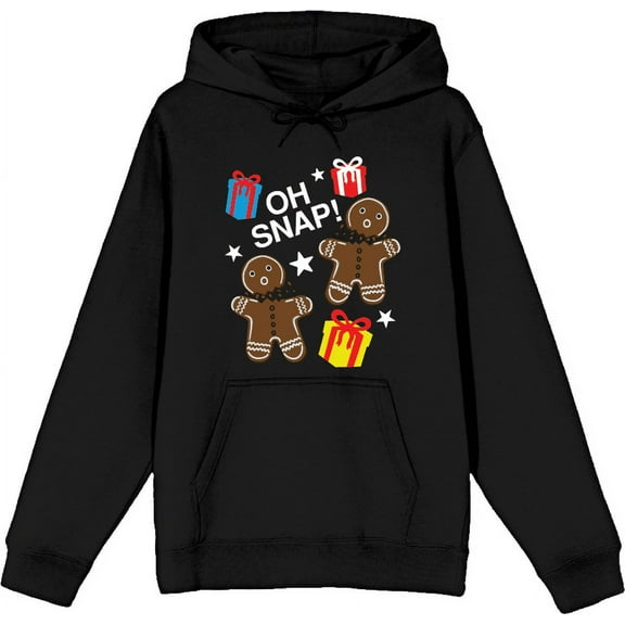 Christmas Oh Snap Adult Black Long Sleeve Hoodie-Medium