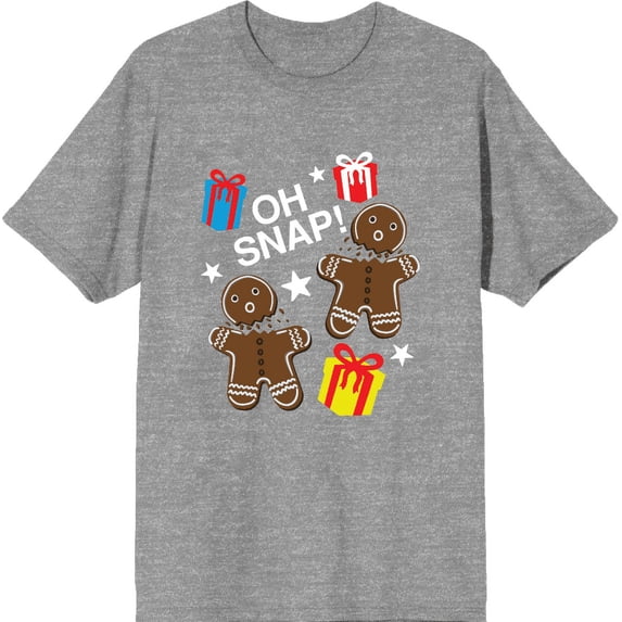 Christmas Oh Snap Adult Heather Gray Crew Neck Short Sleeve Tee-Large