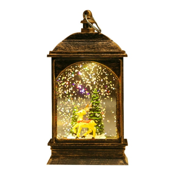 Christmas Oil Lamp, Lighted Street Lamp Shaped Christmas Snow Globe Lantern, Christmas Simulation LED Flame Lamp, Battery Operated Snowman with Christmas Tree Hanging Water Lantern