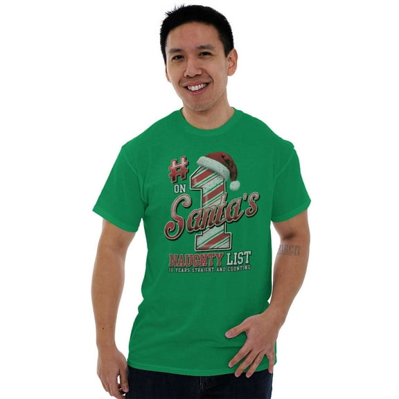 Christmas On Santa's Naughty List Men's Graphic T Shirt Tees Brisco Brands X