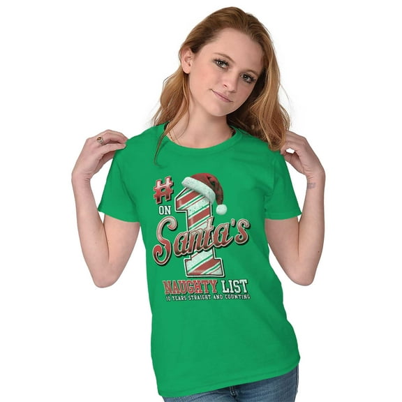 Christmas On Santa's Naughty List Womens Slim Fit Graphic Tee Brisco Brands M