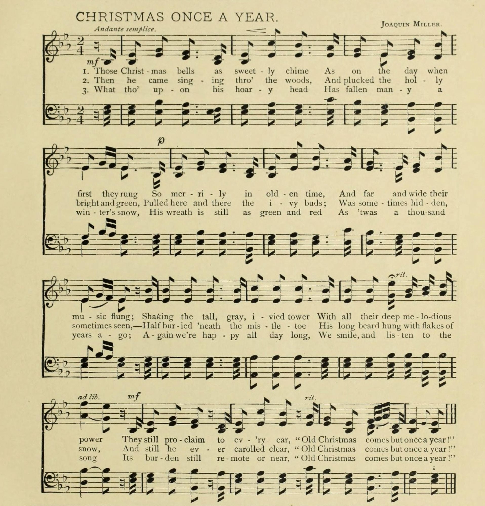 Christmas Once a Year Christmas in Song & Story 1891 Canvas Art - (18 x 24)