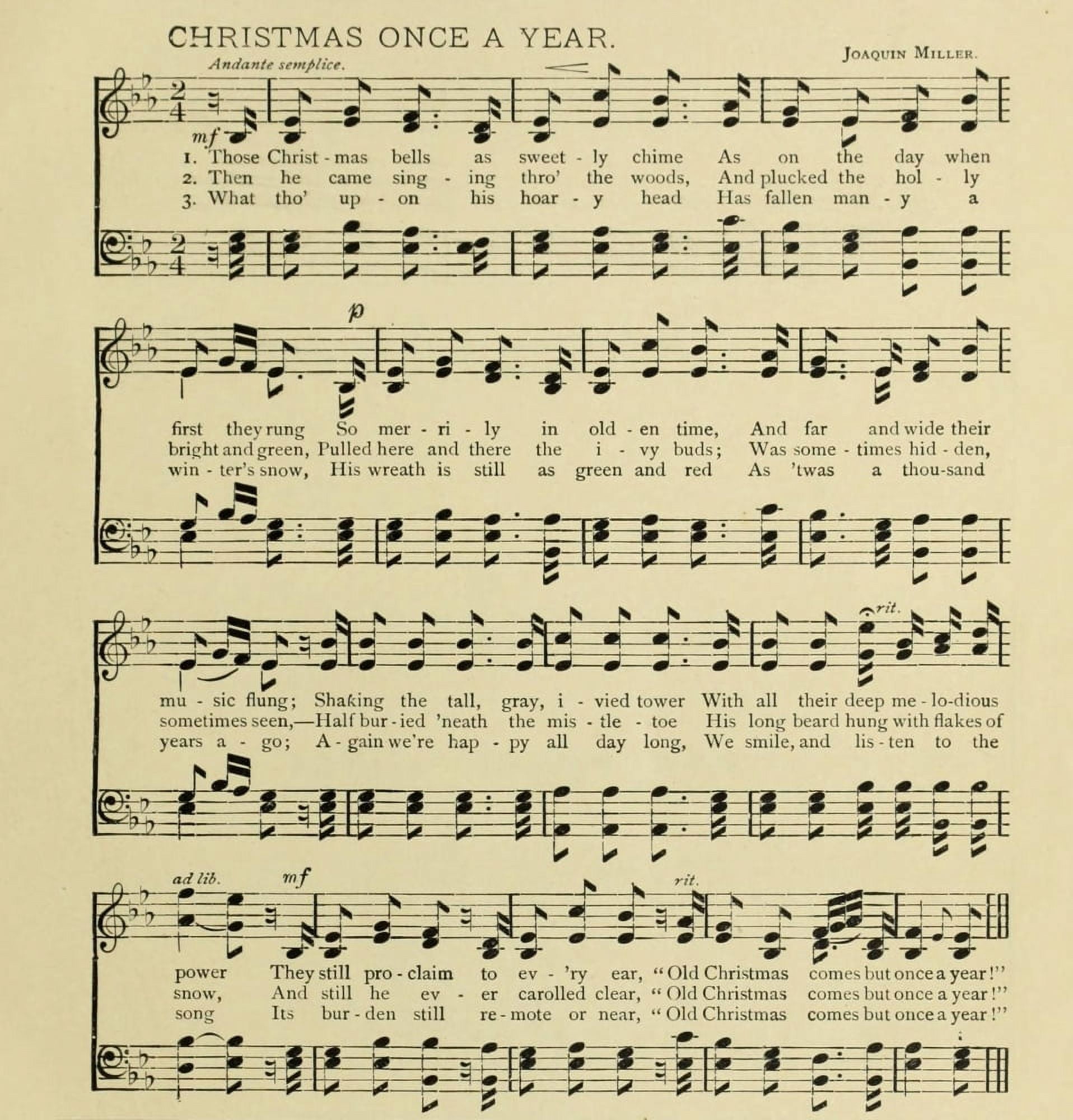 Christmas Once a Year Christmas in Song & Story 1891 Canvas Art - (24 x 36)