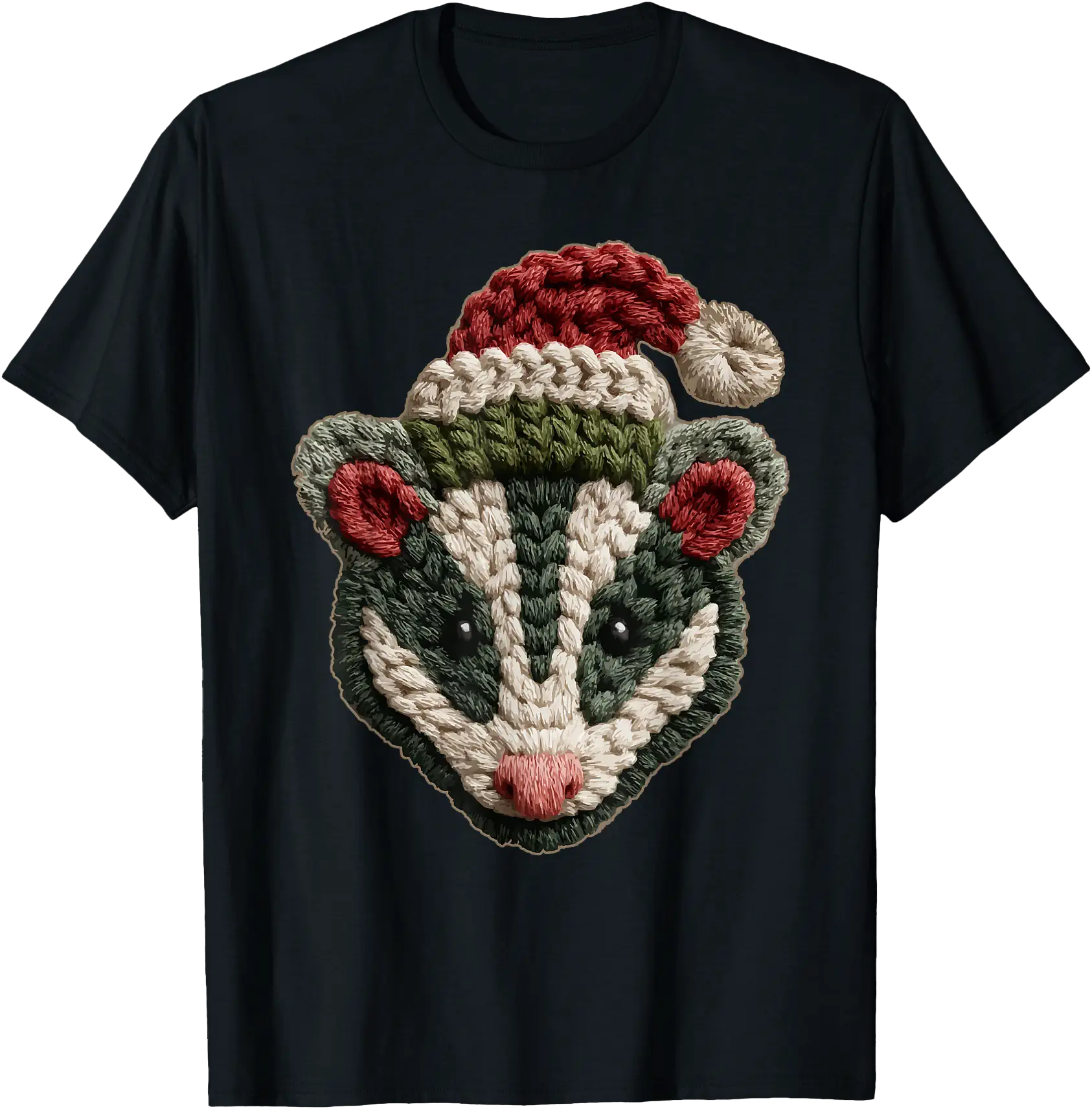Christmas Opossum Santa Hat Forest Animal Winter Aesthetic T-Shirt - Walmart.com