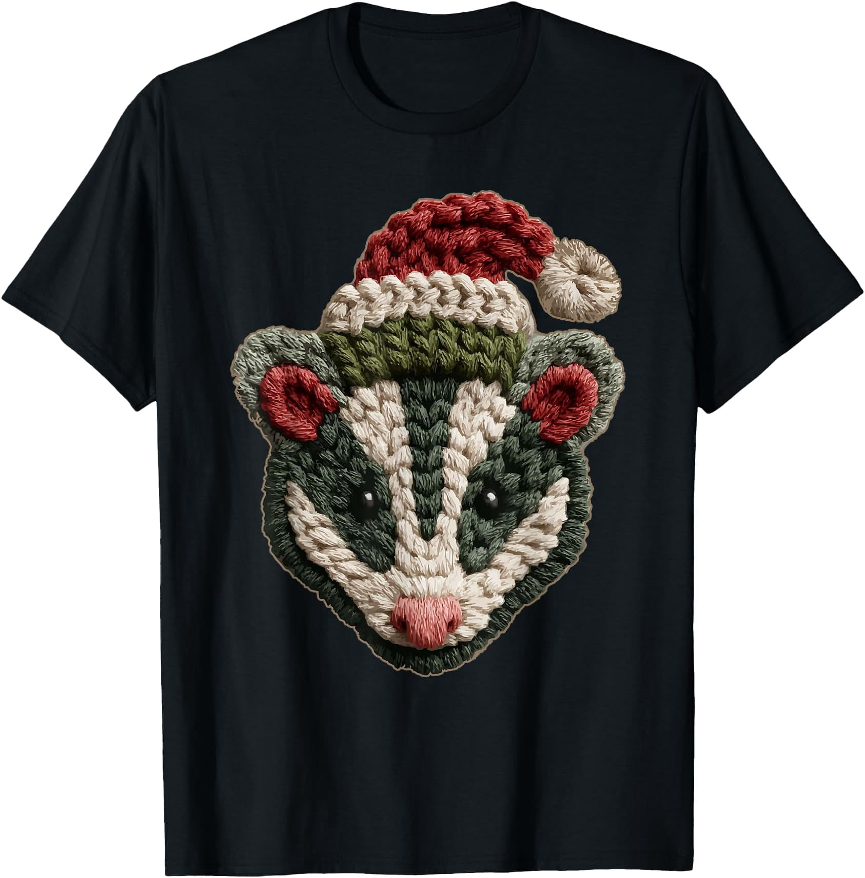 Christmas Opossum Santa Hat Forest Animal Winter Aesthetic T-Shirt ...