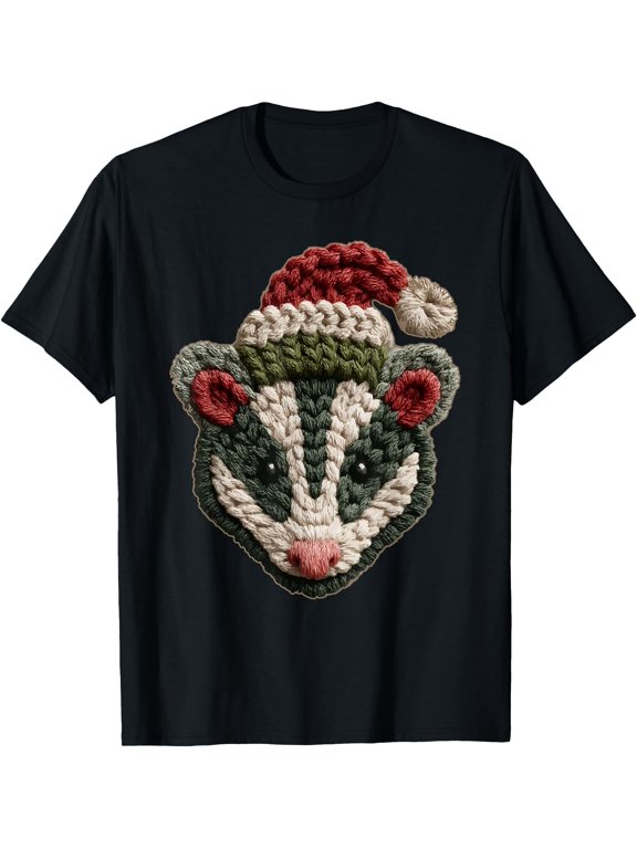 Christmas Opossum Santa Hat Forest Animal Winter Aesthetic T-Shirt