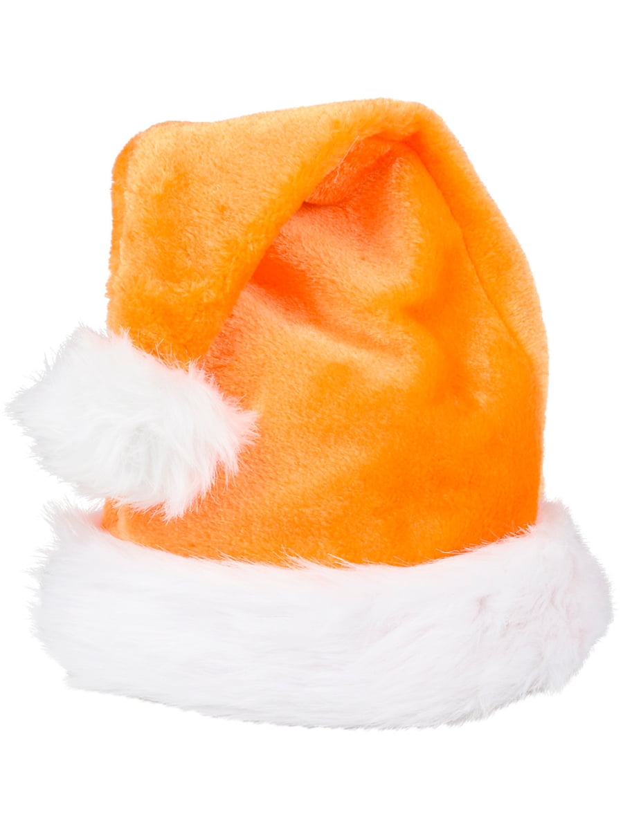 Christmas Orange Plush Faux Fur Trim Santa Hat Costume Accessory Walmart
